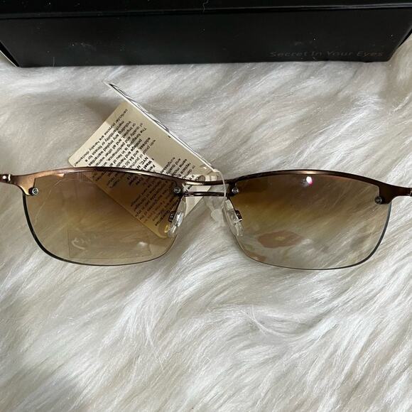 NEW Fantas-Eyes Y2K Square Oval Metal Half Rim Gradient Aviator Sunglasses NWT - Picture 11 of 14